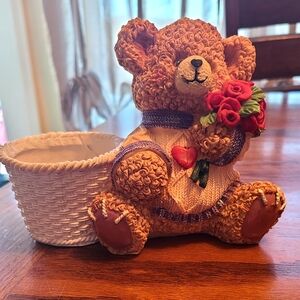 Ceramic Figurine bear with basket